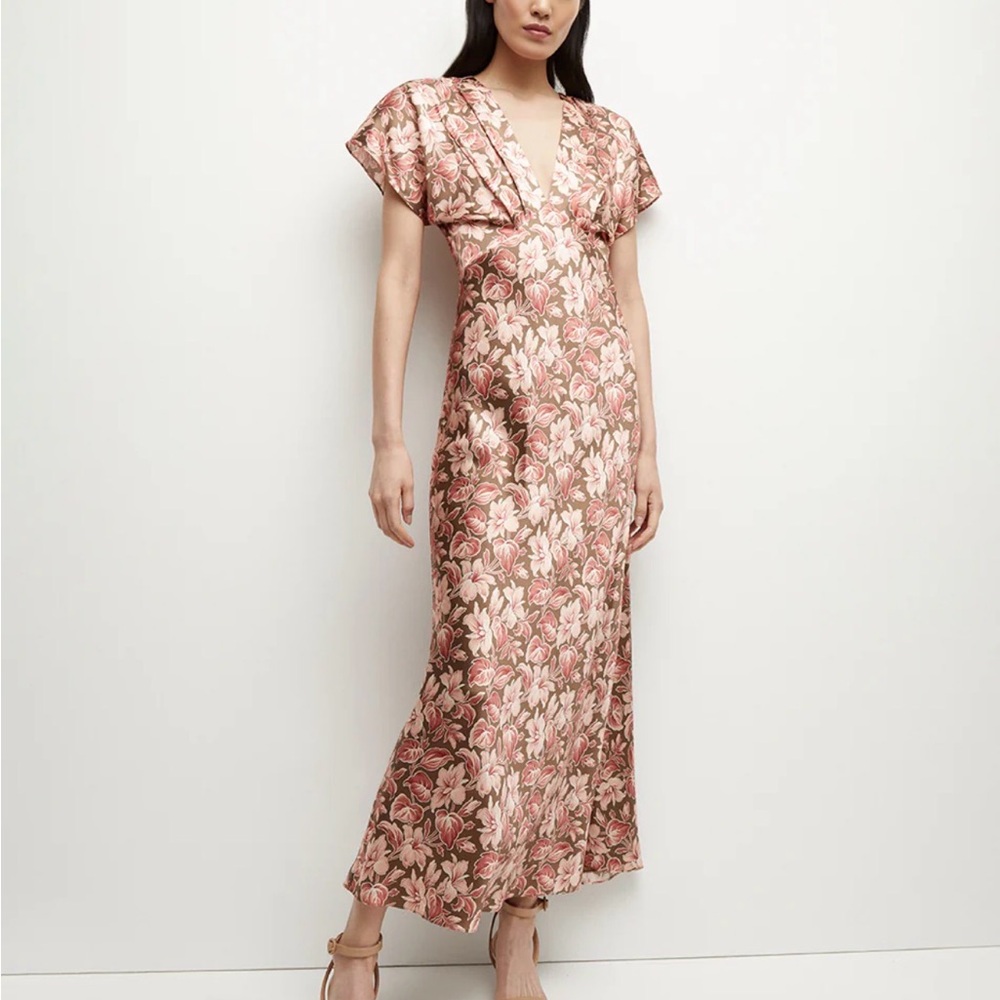 Veronica Beard Pink Floral Seymour Midi Dress